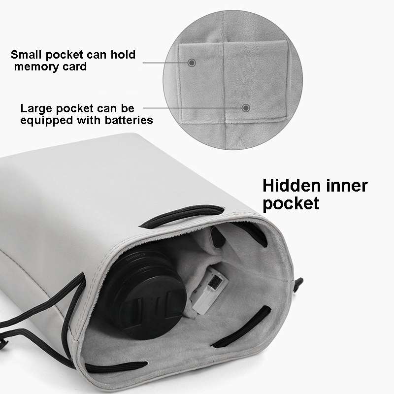 Baona Camera Bag Lens Drawstring Pouch, Size: Medium(Gray)