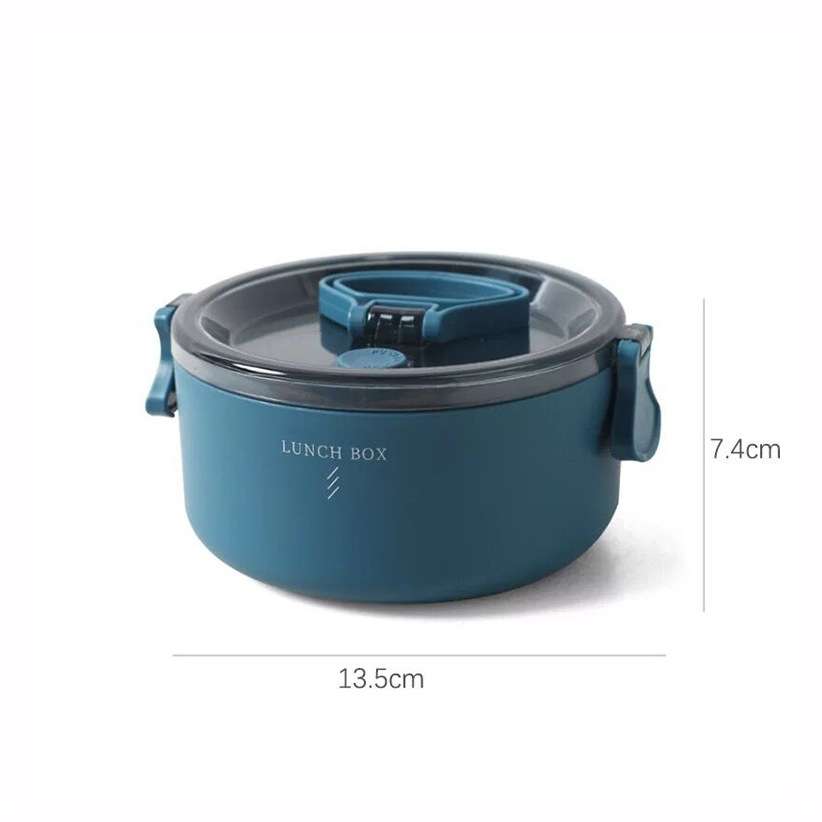 Round Portable Insulation Partitioned Lunch Box Student Office Workers Heated Microwave Oven Bento B