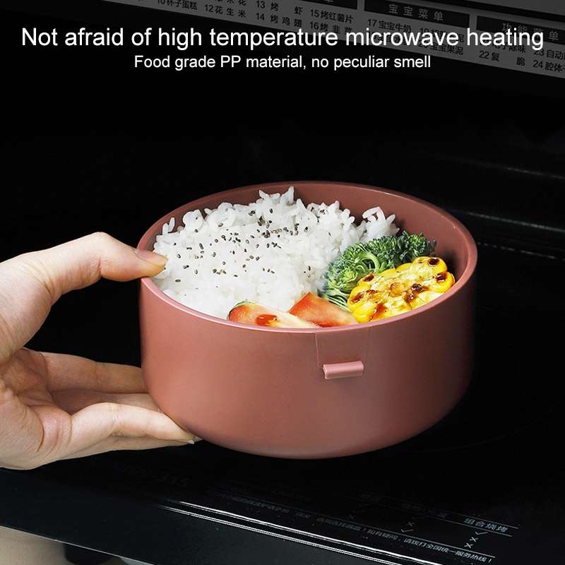 Round Portable Insulation Partitioned Lunch Box Student Office Workers Heated Microwave Oven Bento B