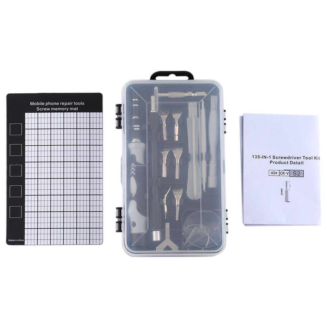 135 in 1 DIY Mobile Phone Disassembly Tool Clock Repair Multi-function Tool Screw ... (Black Gray)