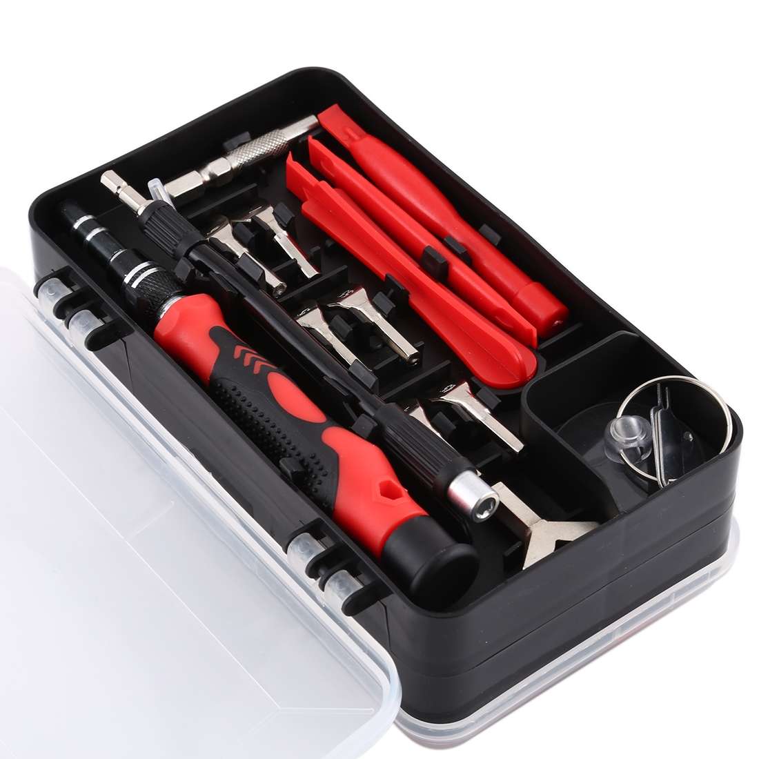 135 in 1 DIY Mobile Phone Disassembly Tool Clock Repair Multi-function Tool Screwd ... (Black Red)