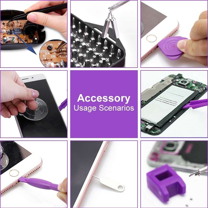 135 in 1 DIY Mobile Phone Disassembly Tool Clock Repair Multi-function Tool Scr ... (Black Purple)