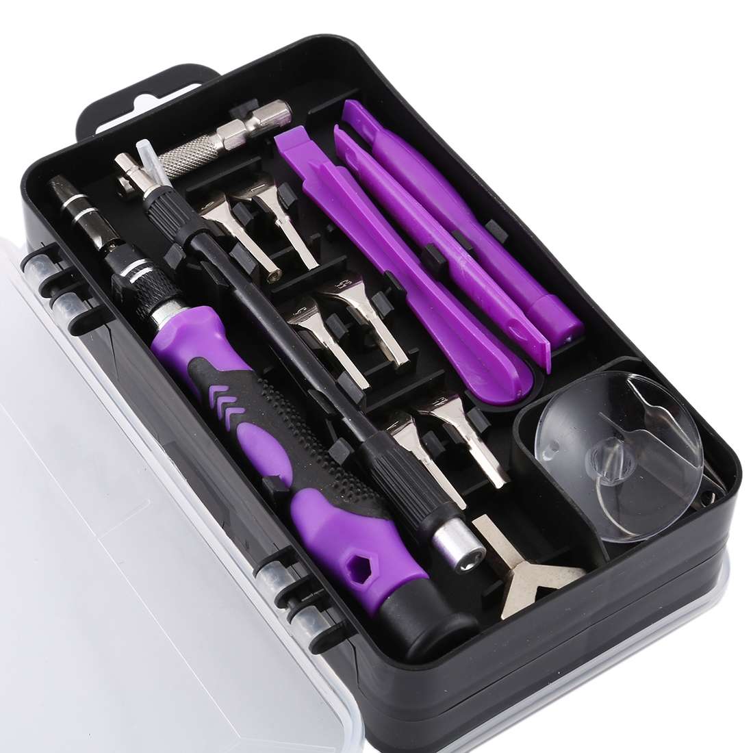 135 in 1 DIY Mobile Phone Disassembly Tool Clock Repair Multi-function Tool Scr ... (Black Purple)