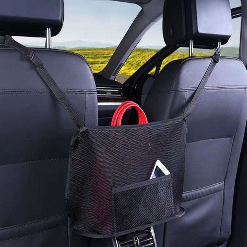 Car Seat Hanging Storage Bag, Style:With Pocket(Black)