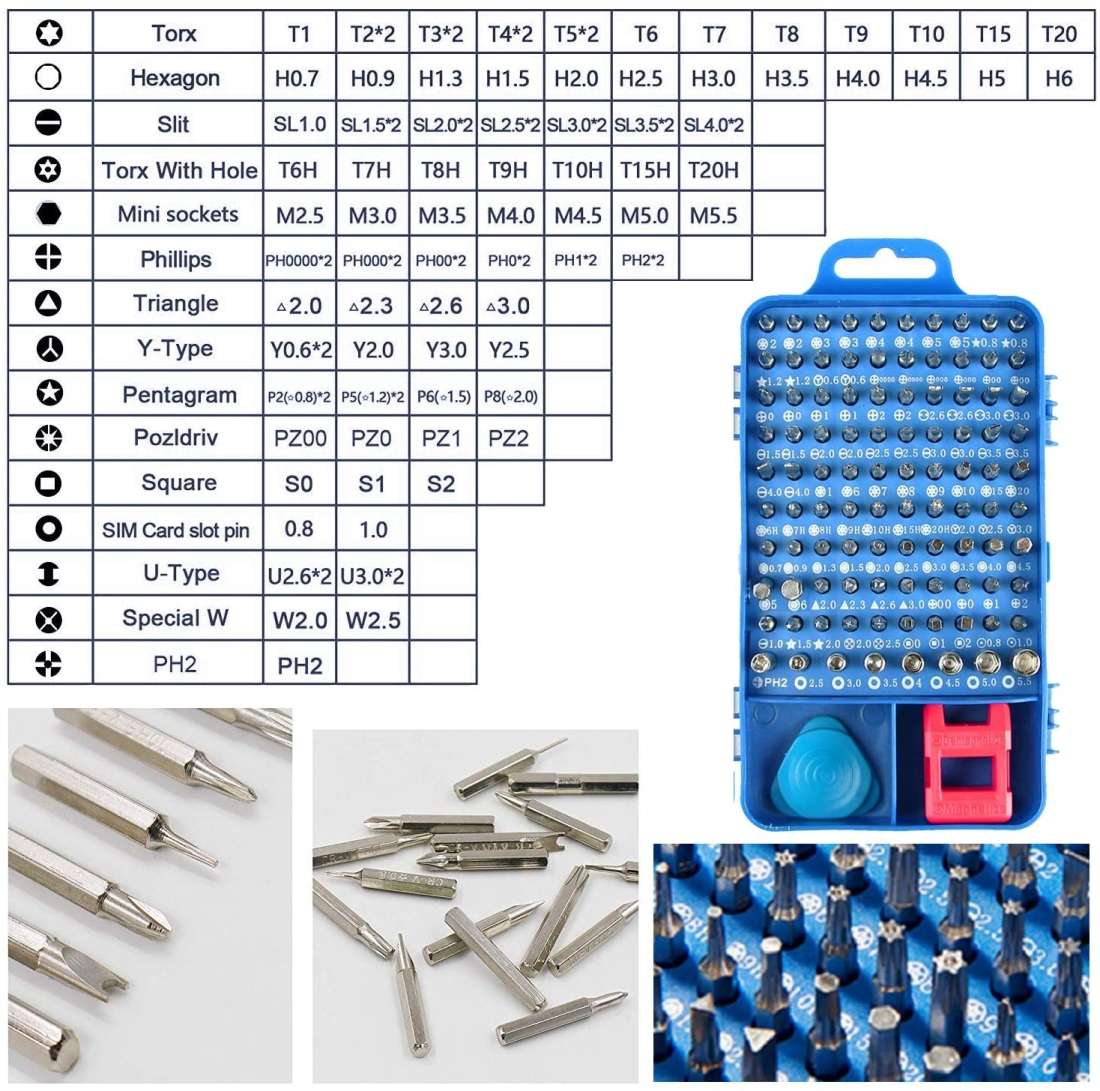 110 in 1 Watch Mobile Phone Disassembly Maintenance Tool Multi-function Chrome Vanadium ... (Blue)