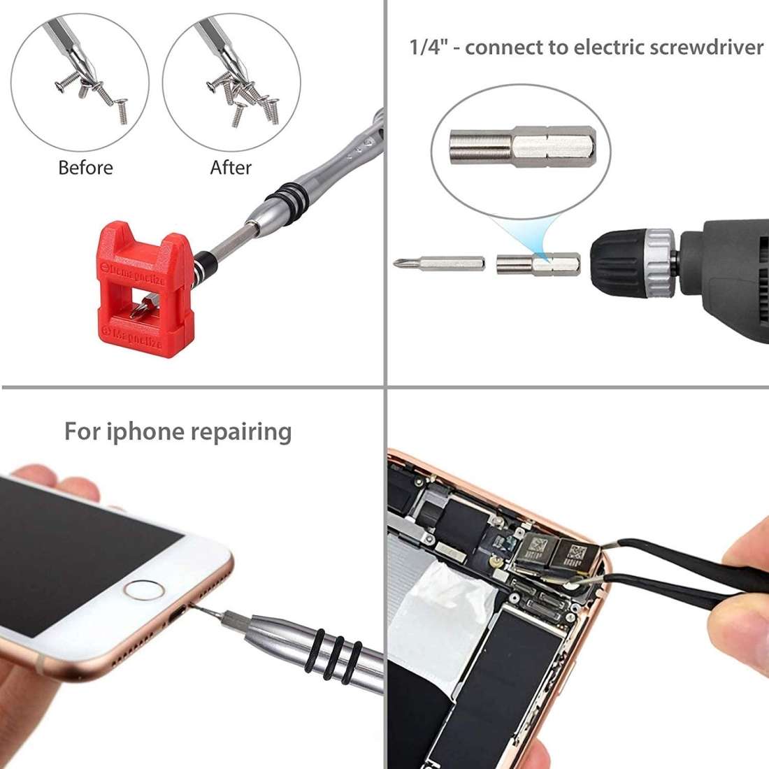 110 in 1 Watch Mobile Phone Disassembly Maintenance Tool Multi-function Chrome Van ... (Black Red)