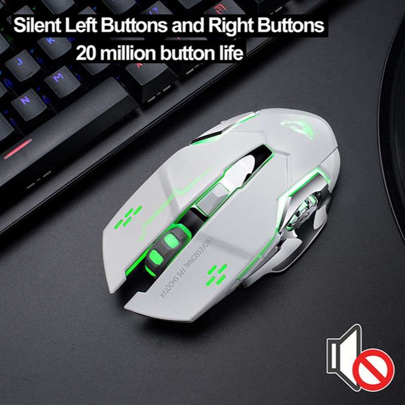 FREEDOM-WOLF X8 2400 DPI 6 Keys 2.4G Wireless Charging Silent Luminous Gaming Mechanical Mouse(Metal