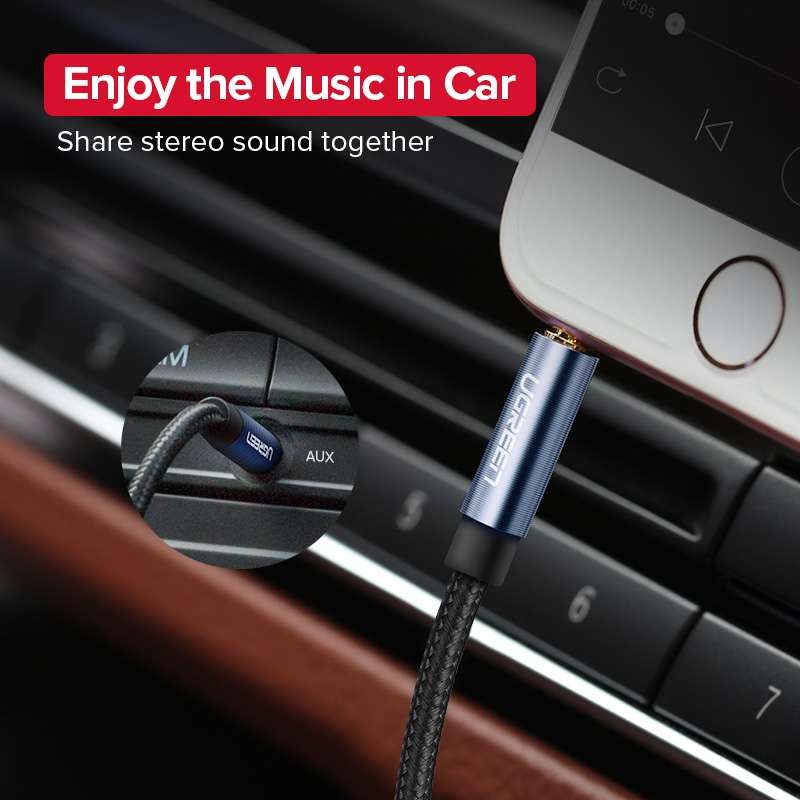 Ugreen AV112 Audio Cable 3.5mm Speaker Line Aux Cable, Length:5m(Blue)