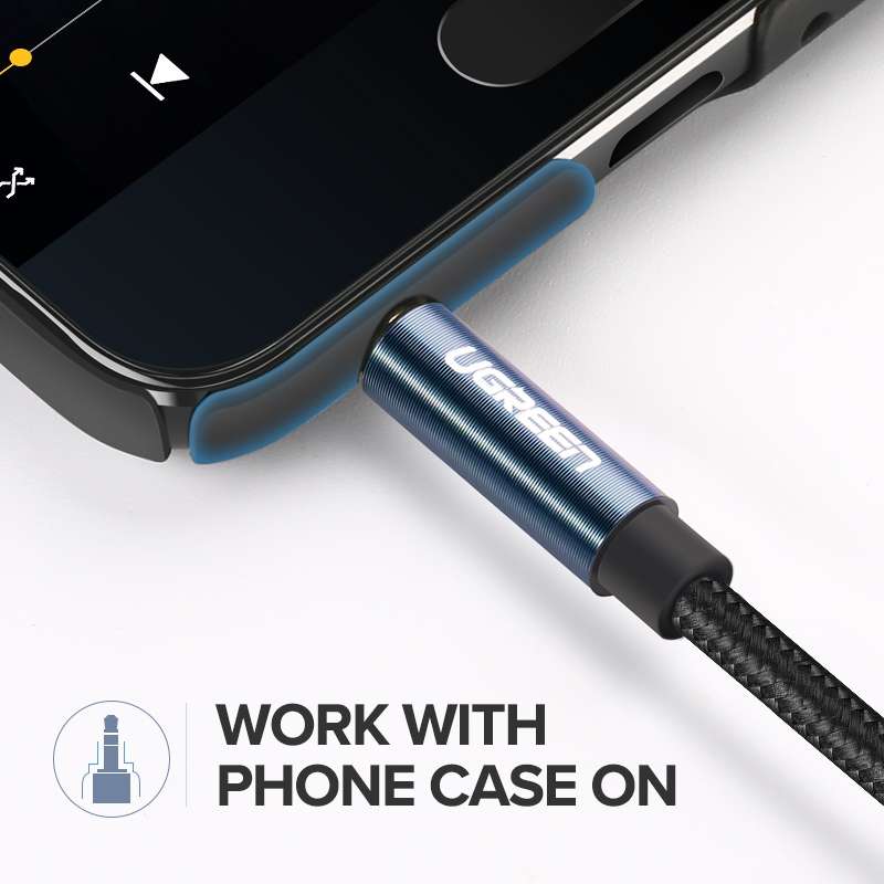 Ugreen AV112 Audio Cable 3.5mm Speaker Line Aux Cable, Length:5m(Blue)