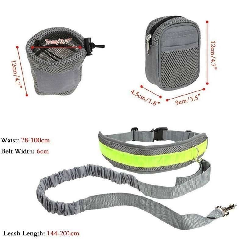 Dog Running Reflective Adjustable Belt Traction Rope with Small Bag, Specification:4-Piece Set(Red)