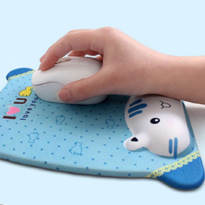 Cartoon Silicone Wristband Mouse Pad(Blue Cat)