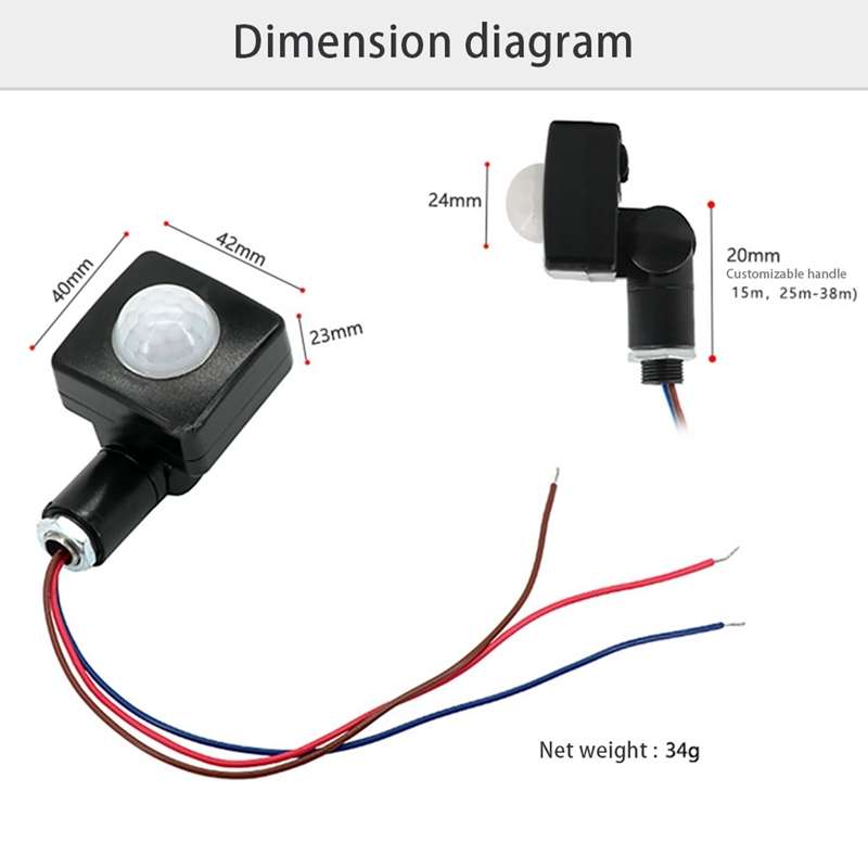 Automatic Security PIR Infrared Motion Sensor Detector Wall Spotlights Switch, Size:10mm(Black)