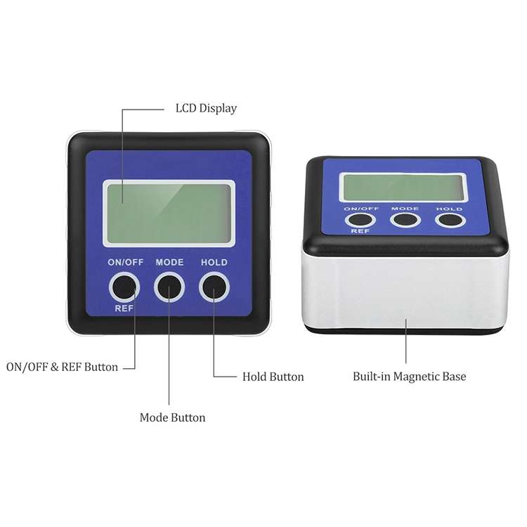 3 Button Mini Precision Magnetic Digital Tilt Box / Tilt Meter / Inclinometer(Blue)