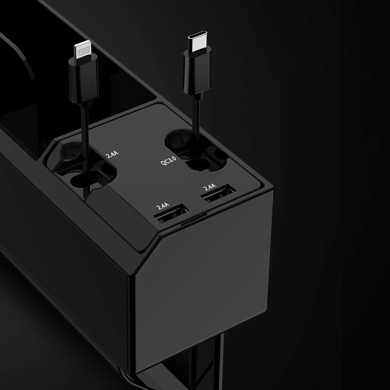 Car Seat Storage Box With Cable Car USB Charger, Style:3-wire