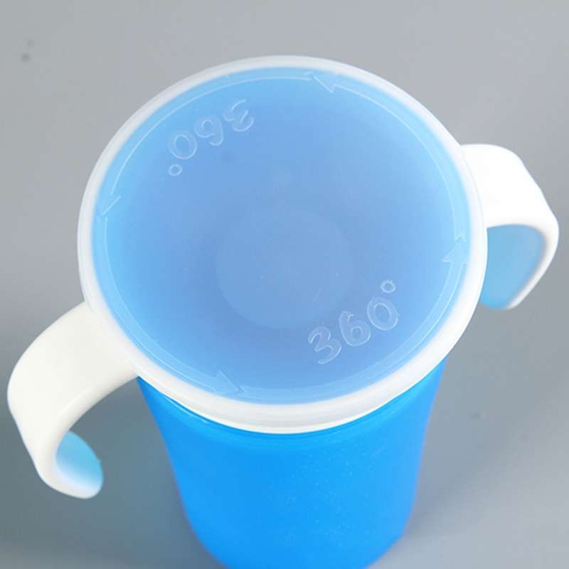 360 Degrees Rotated Baby Learning Drinking Cup With Double Handle Flip(Pink)