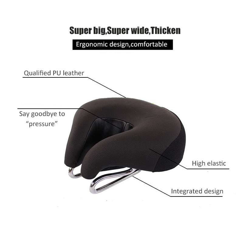 Noseless Bicycle Saddle Mountain Bike Thickened Soft Cushion(Black)