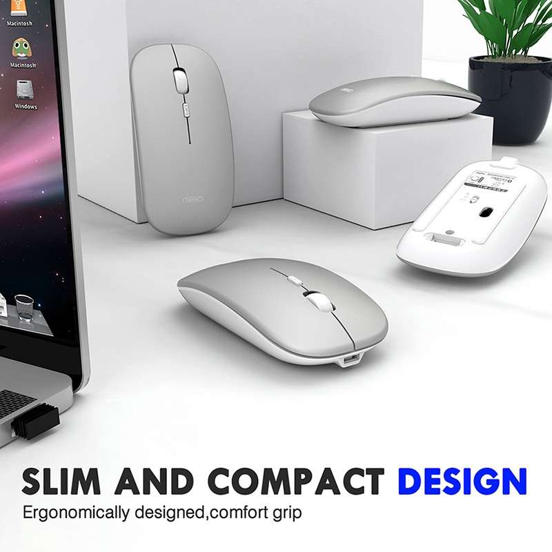 Inphic PM1 Office Mute Wireless Laptop Mouse, Style:Battery Display(Metallic Gray)