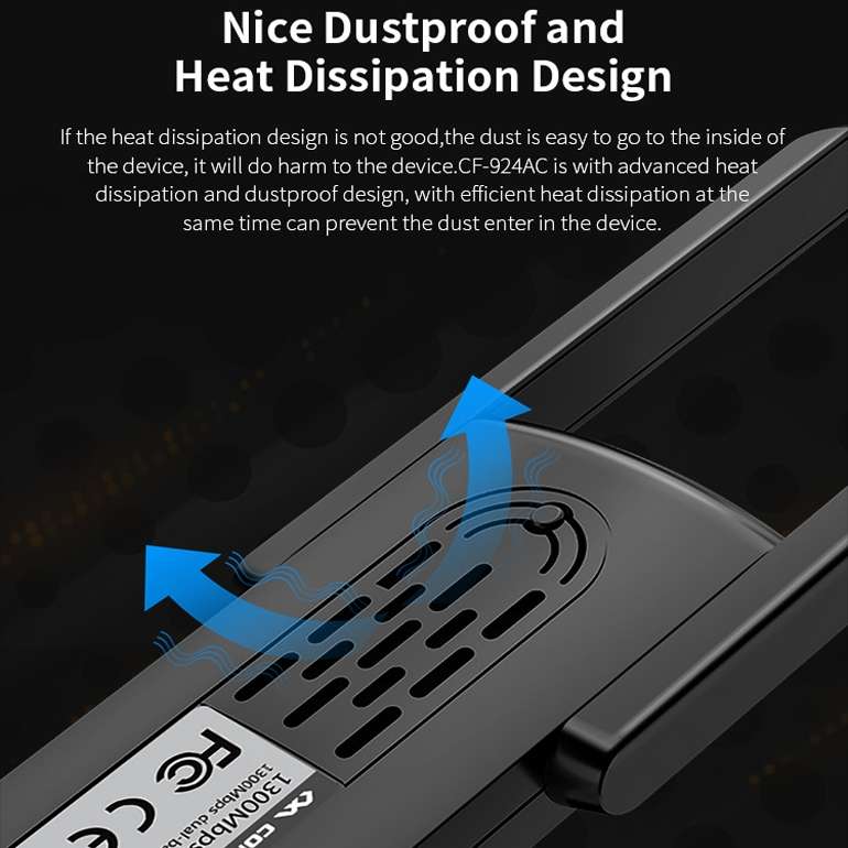 COMFAST CF-924AC V2 1200Mbps Dual Frequency Gigabit USB Computer WIFI Receiver High Power Wireless