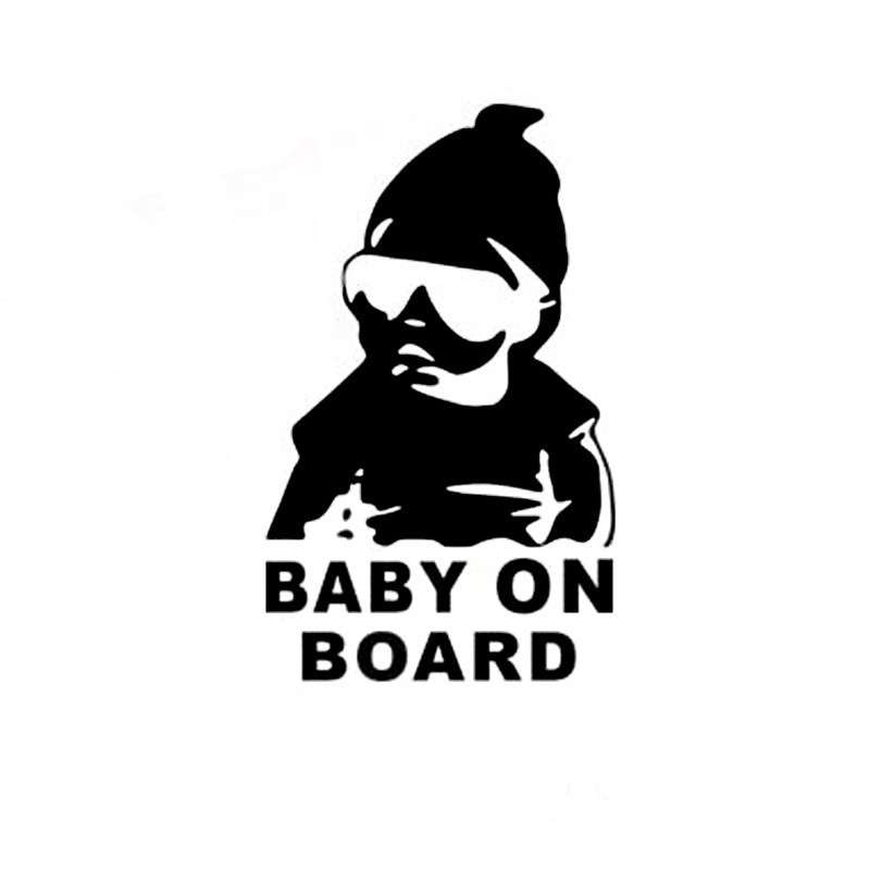 20pcs 14*9CM BABY ON BOARD Cool Rear Reflective Sunglasses Child Car Stickers Warning ... (Silver)