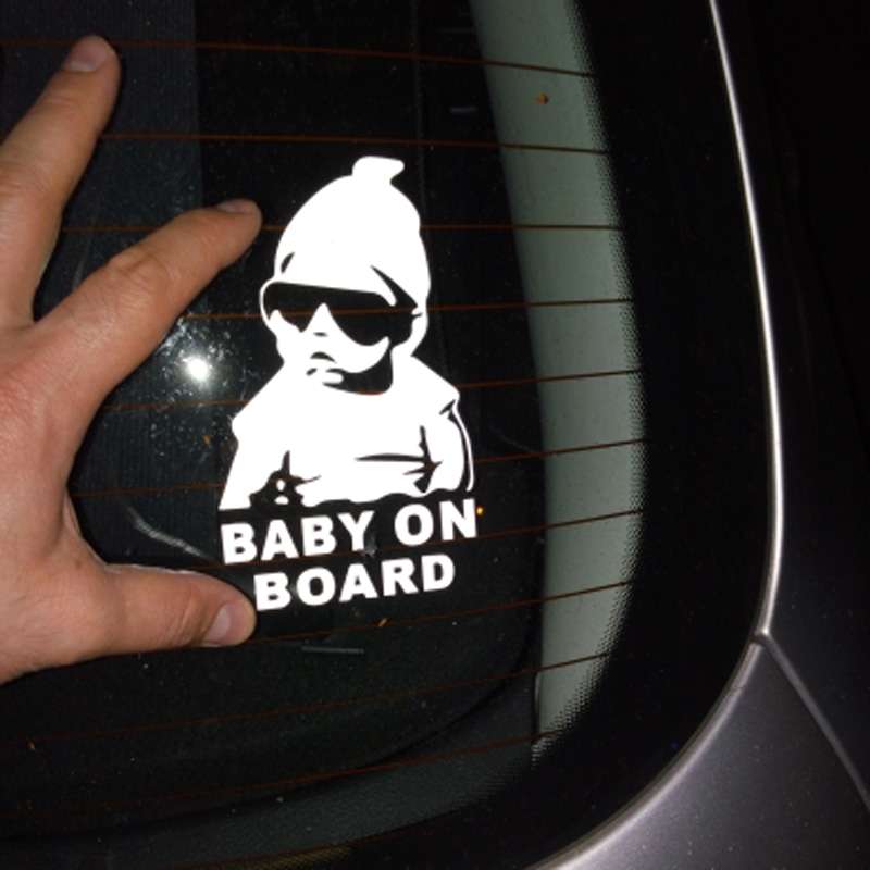 20pcs 14*9CM BABY ON BOARD Cool Rear Reflective Sunglasses Child Car Stickers Warning ... (Silver)