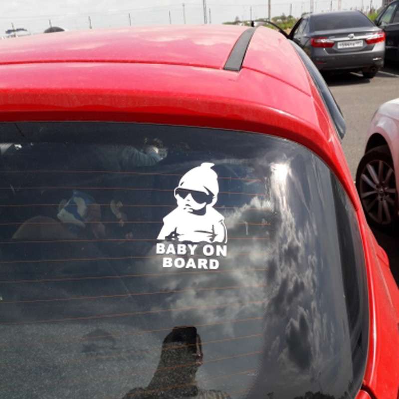 20pcs 14*9CM BABY ON BOARD Cool Rear Reflective Sunglasses Child Car Stickers Warning ... (Silver)