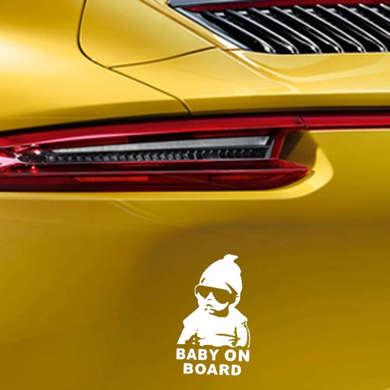 20pcs 14*9CM BABY ON BOARD Cool Rear Reflective Sunglasses Child Car Stickers Warning ... (Silver)