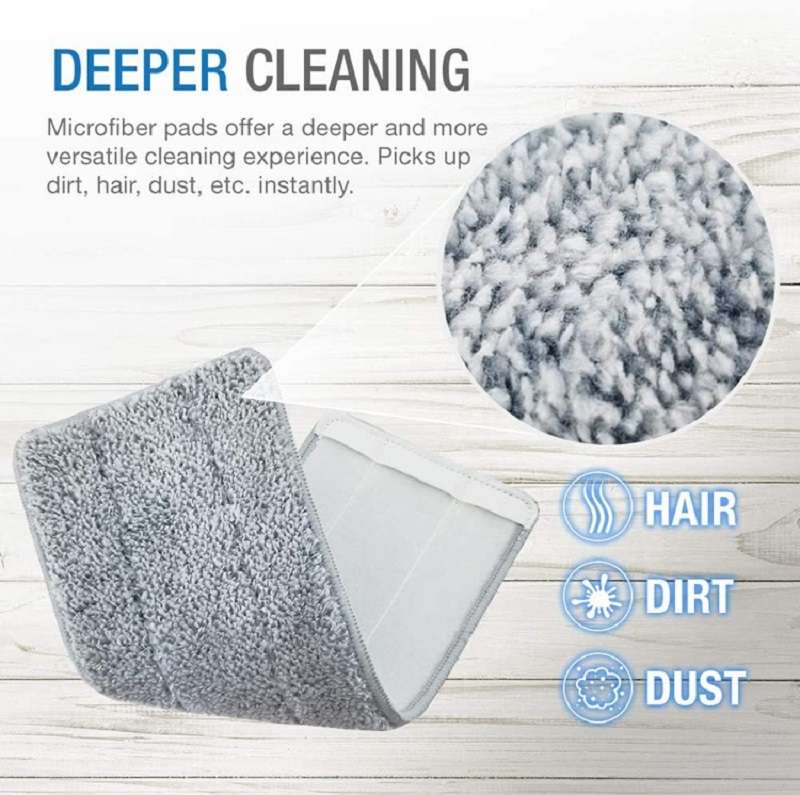 5 PCS Flat Mop Head Microfiber Hook-And-Loop Replacement Cloth