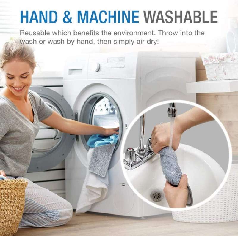 5 PCS Flat Mop Head Microfiber Hook-And-Loop Replacement Cloth