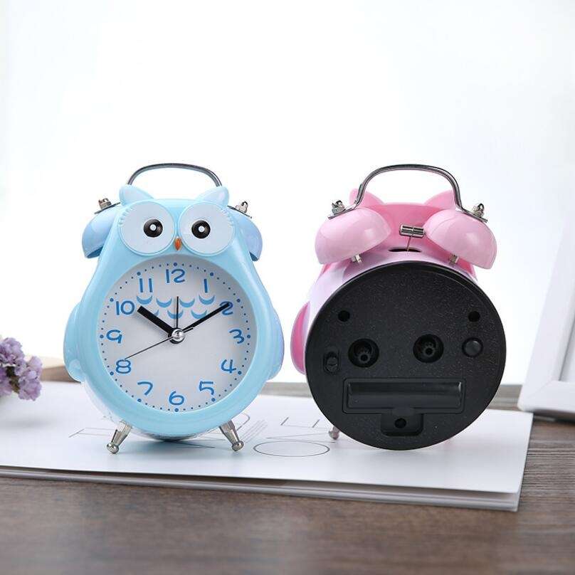 2 PCS Children Creative Cartoon Owl Super Ring Metal Bell Student Alarm Clock(Gray)