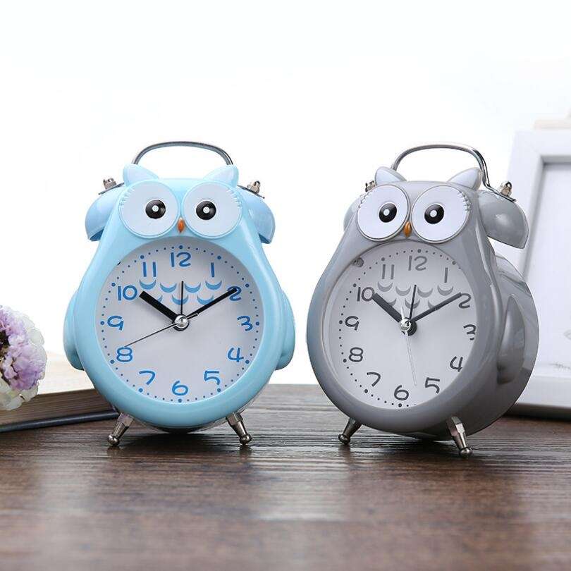 2 PCS Children Creative Cartoon Owl Super Ring Metal Bell Student Alarm Clock(Gray)