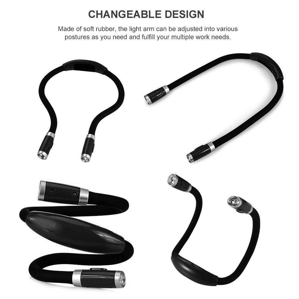 Portable U-shaped LED Flexible Handsfree Hug Neck Reading Book Lamp Torch(Pink)