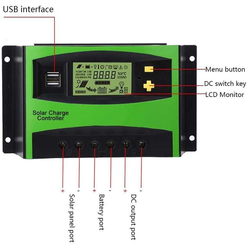 40A 12V/24V AUTO PWM Solar Charge Controller USB Output Solar Controller