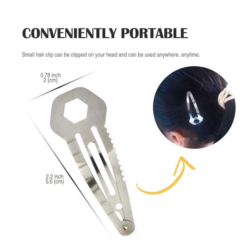 2 PCS 8 in 1 Multifunctional Hair Clip Outdoor Self-Defense First Aid Tool(Silver)