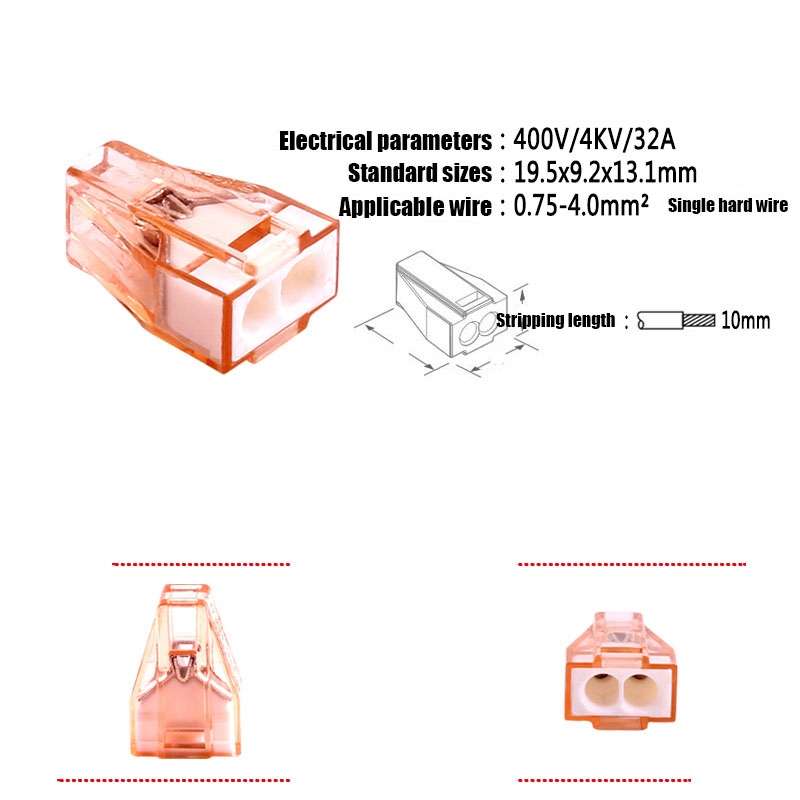 10 PCS 602A Wire Quick Connector Terminal Block Plug-In Parallel Splitter Crimp Cap Copper Insulated