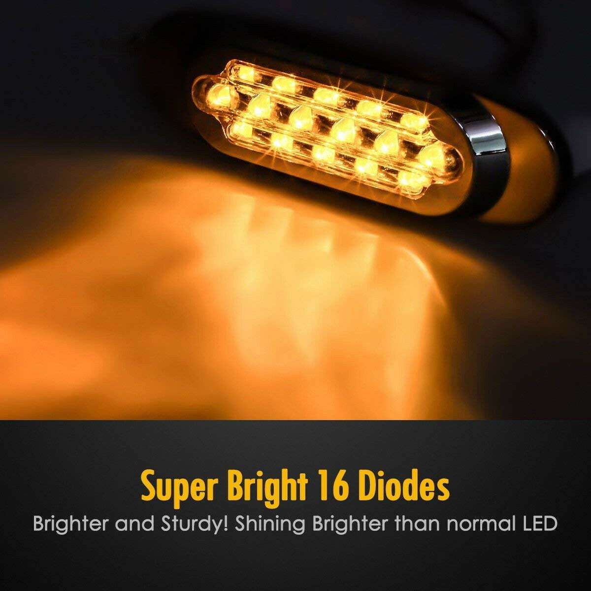 12-24V 16 LEDs Electroplating Side Lights Side Tail Lights Cargo Truck Modification Light, Colour: Y