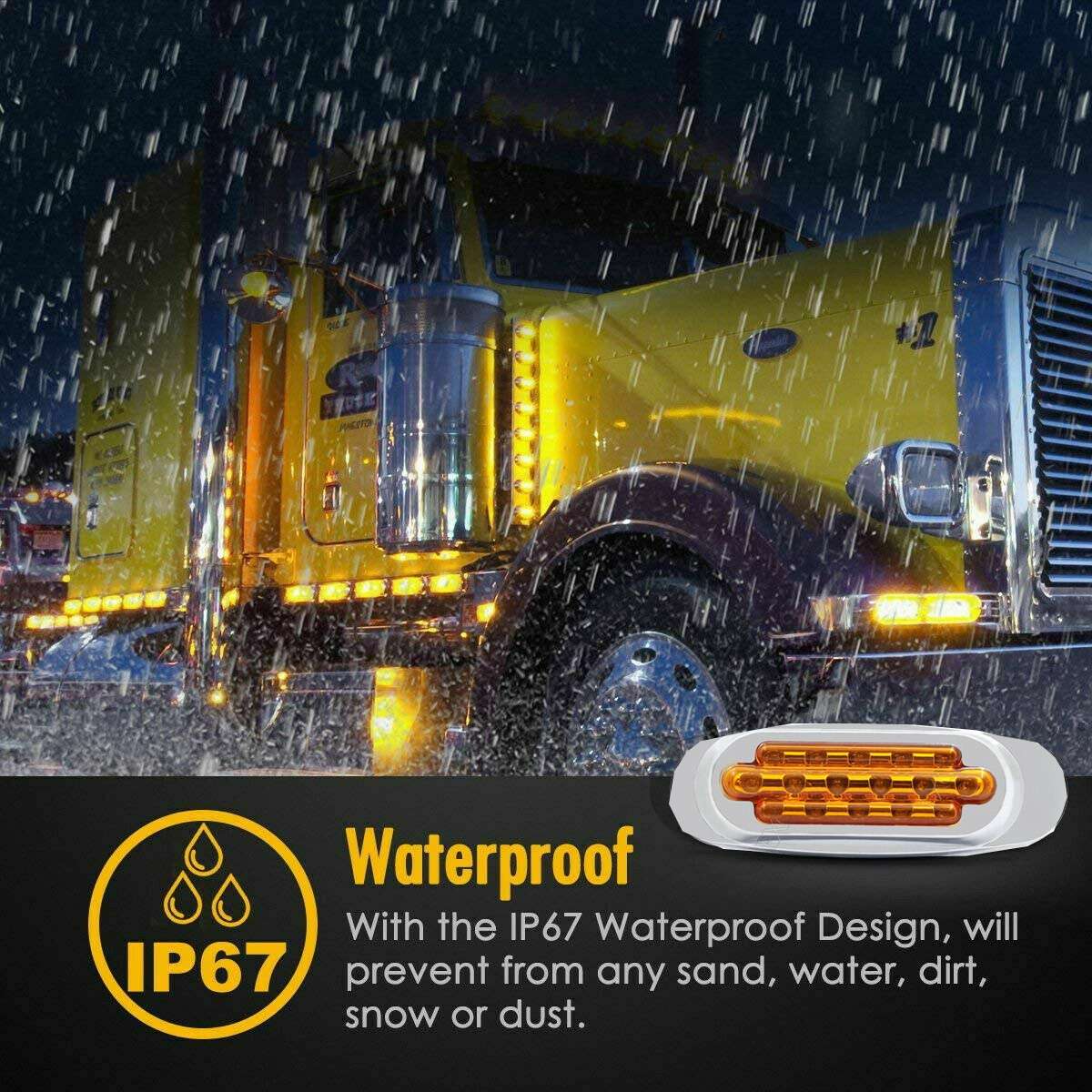 12-24V 16 LEDs Electroplating Side Lights Side Tail Lights Cargo Truck Modification Light, Colour: R