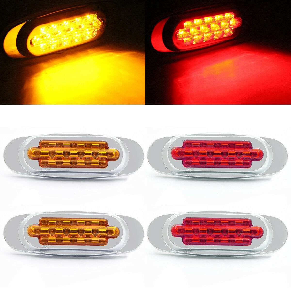 12-24V 16 LEDs Electroplating Side Lights Side Tail Lights Cargo Truck Modification Light, Colour: Y