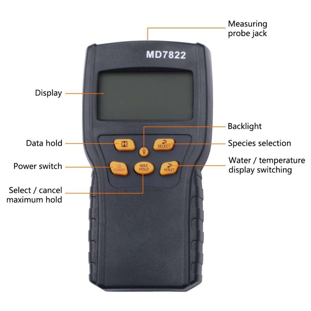 MD7822 Smart Grain Moisture Tester Ultra-Long Probe Digital Moisture Meter