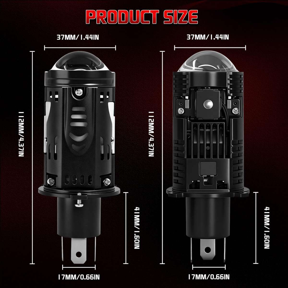 48W High-power LED Spotlight H4 Car Headlight With Solenoid Valve(Black)