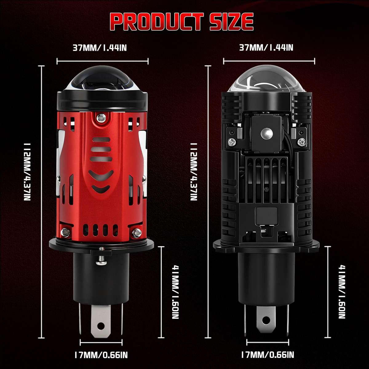 48W High-power LED Spotlight H4 Car Headlight With Solenoid Valve(Black)