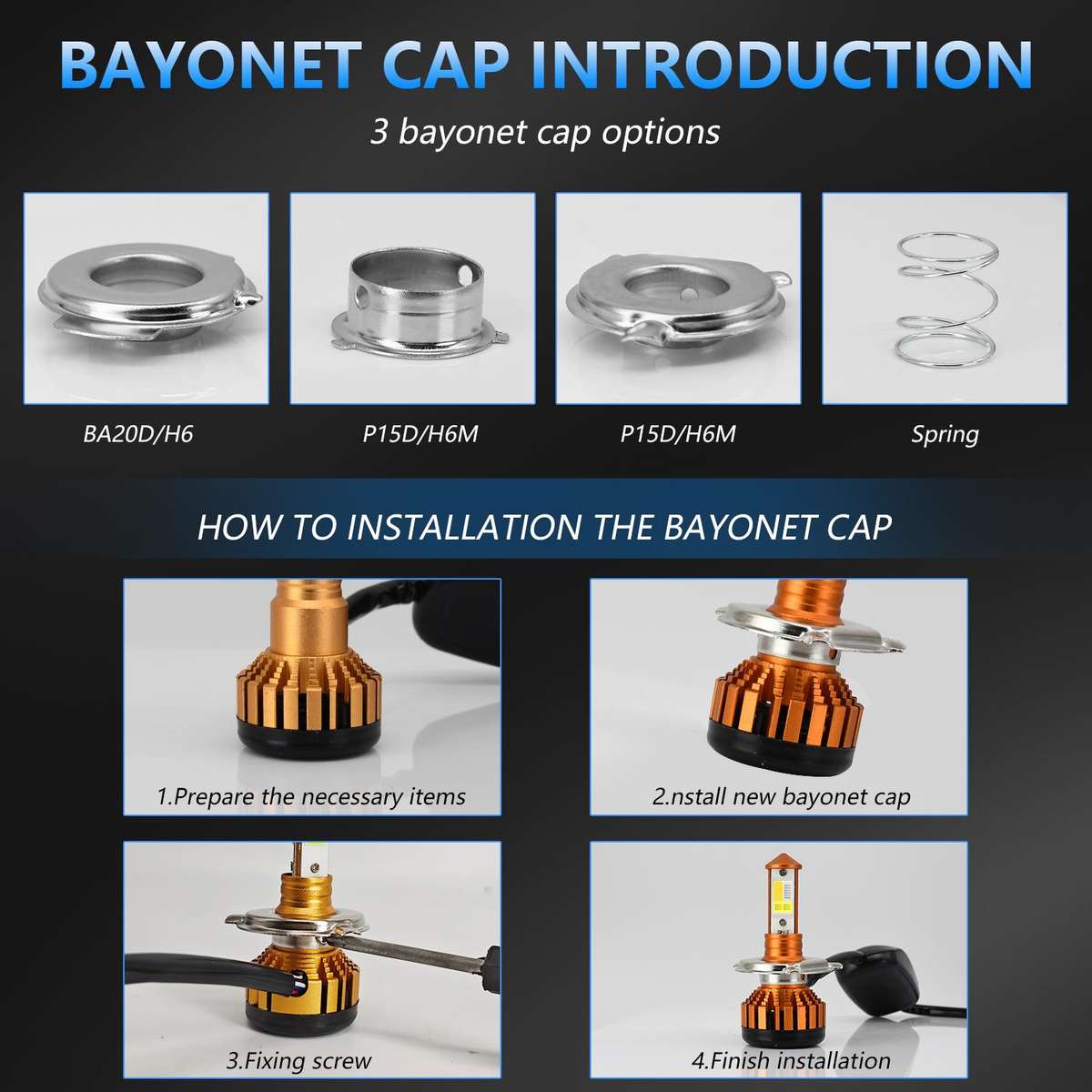 4-Pin Aluminum Alloy Heat Dissipating Motorcycle Three-Sided Headlight, Color: Three Colors