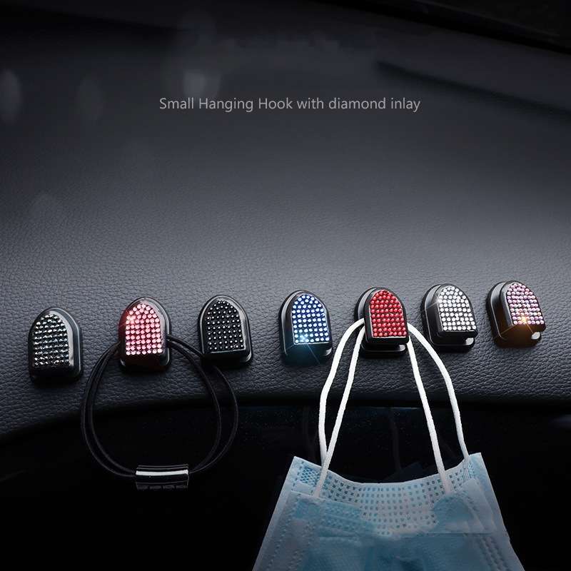 Diamond-Studded Car Hook Car Accessories Hook Seat Back Car Small Hook(White Diamond)
