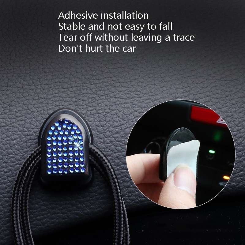 Diamond-Studded Car Hook Car Accessories Hook Seat Back Car Small Hook(White Diamond)
