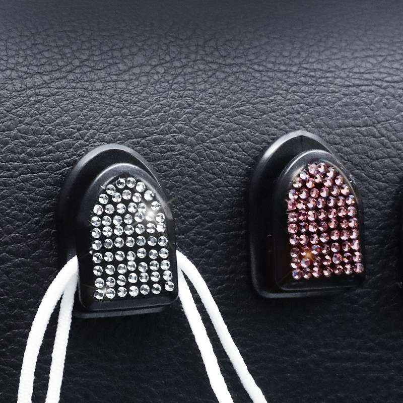 Diamond-Studded Car Hook Car Accessories Hook Seat Back Car Small Hook(White Diamond)