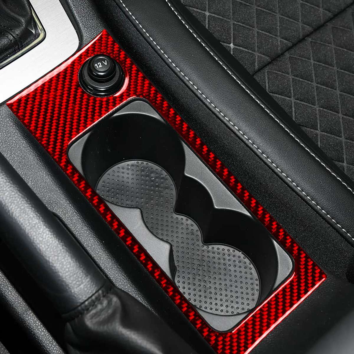For 2017-2021 Skoda Octavia Left And Right Hand Drive Cup Holder Trim Sticker(Black)