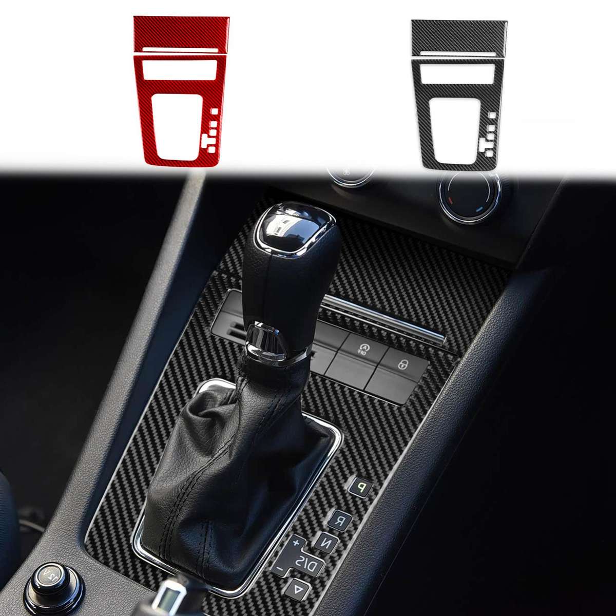 For 2017-2021 Skoda Octavia Right-Hand Drive 2pcs /Set Gear Shift Panel Trim Sticker(Black)