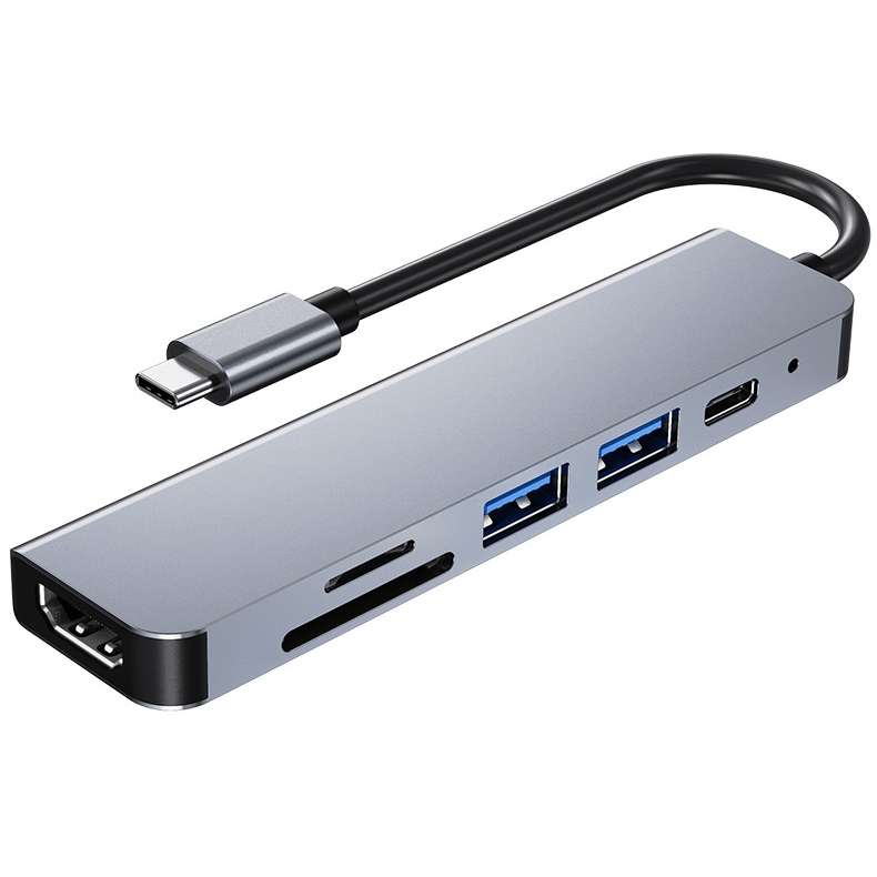 AD-033 6 In 1 USB-C / Type-C To 4K HDMI + SD / TF Card Slot + PD USB-C / Type-C Charging + 2 USB 3
