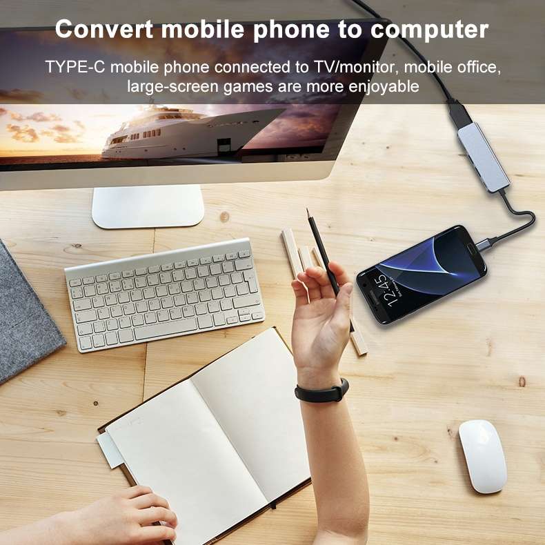 AD-033 6 In 1 USB-C / Type-C To 4K HDMI + SD / TF Card Slot + PD USB-C / Type-C Charging + 2 USB 3
