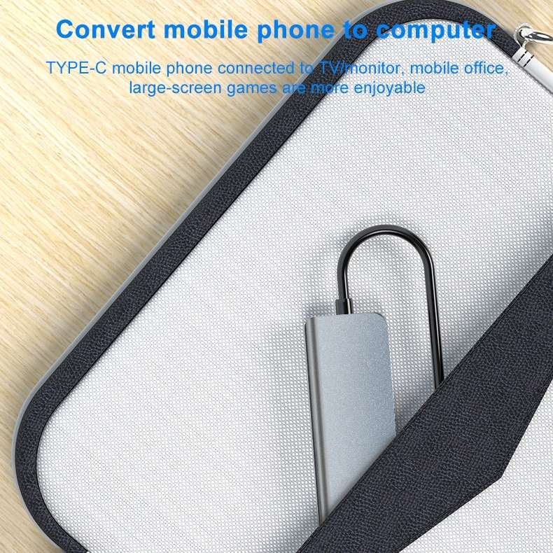 AD-033 6 In 1 USB-C / Type-C To 4K HDMI + SD / TF Card Slot + PD USB-C / Type-C Charging + 2 USB 3