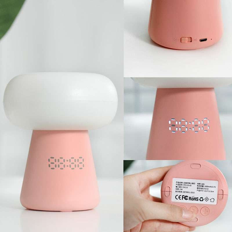 XYD-055 Cloud Mushroom USB Clock Night Light Sleep Timer Remote Control Bedside Lamp, Light color: P